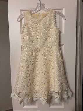 Rare Editions Cream Lace Floral A-Line Dress
